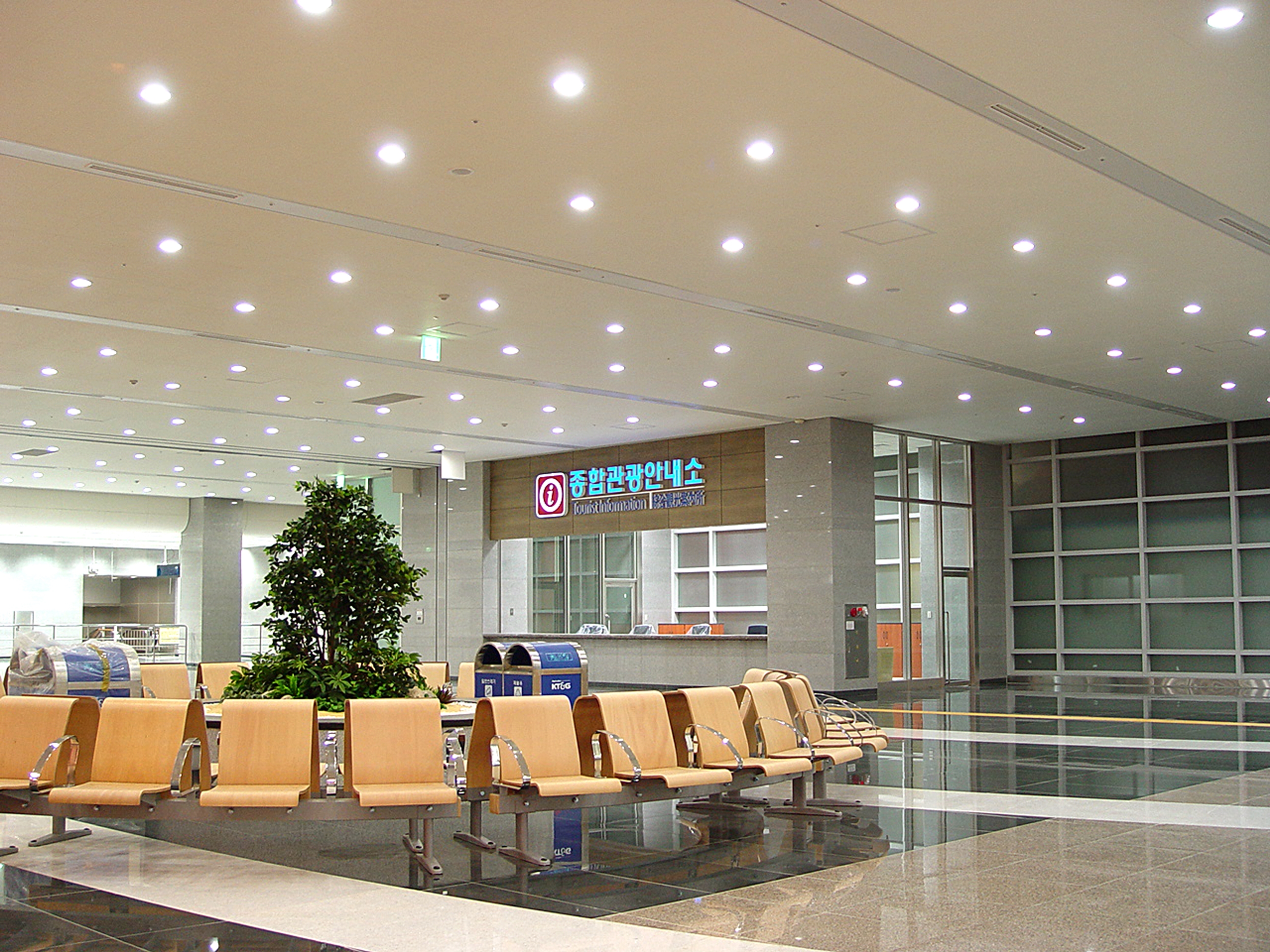Lobby area is constructed using suspended ceiling with downlights